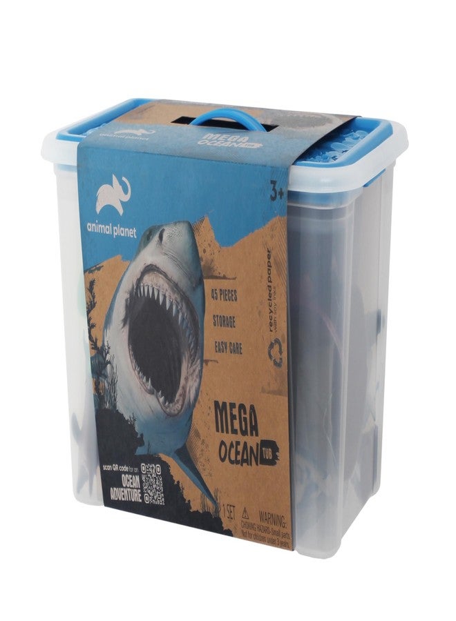 أنيمال بلانيت مجموعة ألعاب حيوانات المحيط من أنيمال بلانيت، 45 قطعة - مجسمات الحياة البحرية مع أسماك القرش والدلافين والحيتان والأخطبوط والشعاب المرجانية والصخور والمناظر الطبيعية للأطفال من عمر 3 سنوات فما فوق - Image 5